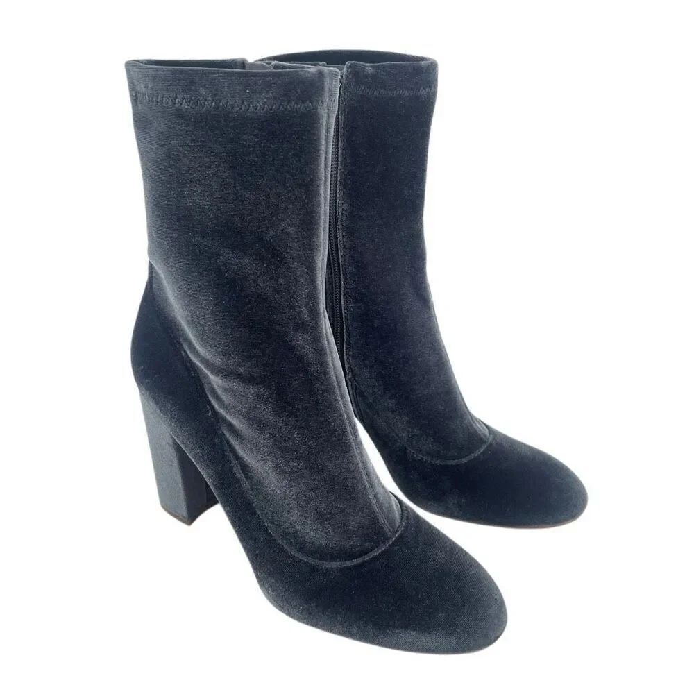 Sam Edelman Calexa Crushed Velvet Glitter Sock Boots – Blue/Gold – Size 9